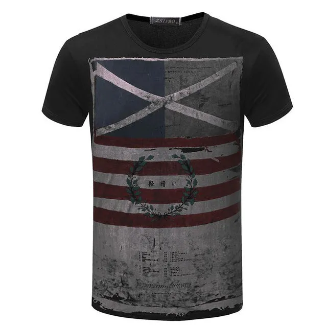 American Flag Striped Color Printed T Shirt