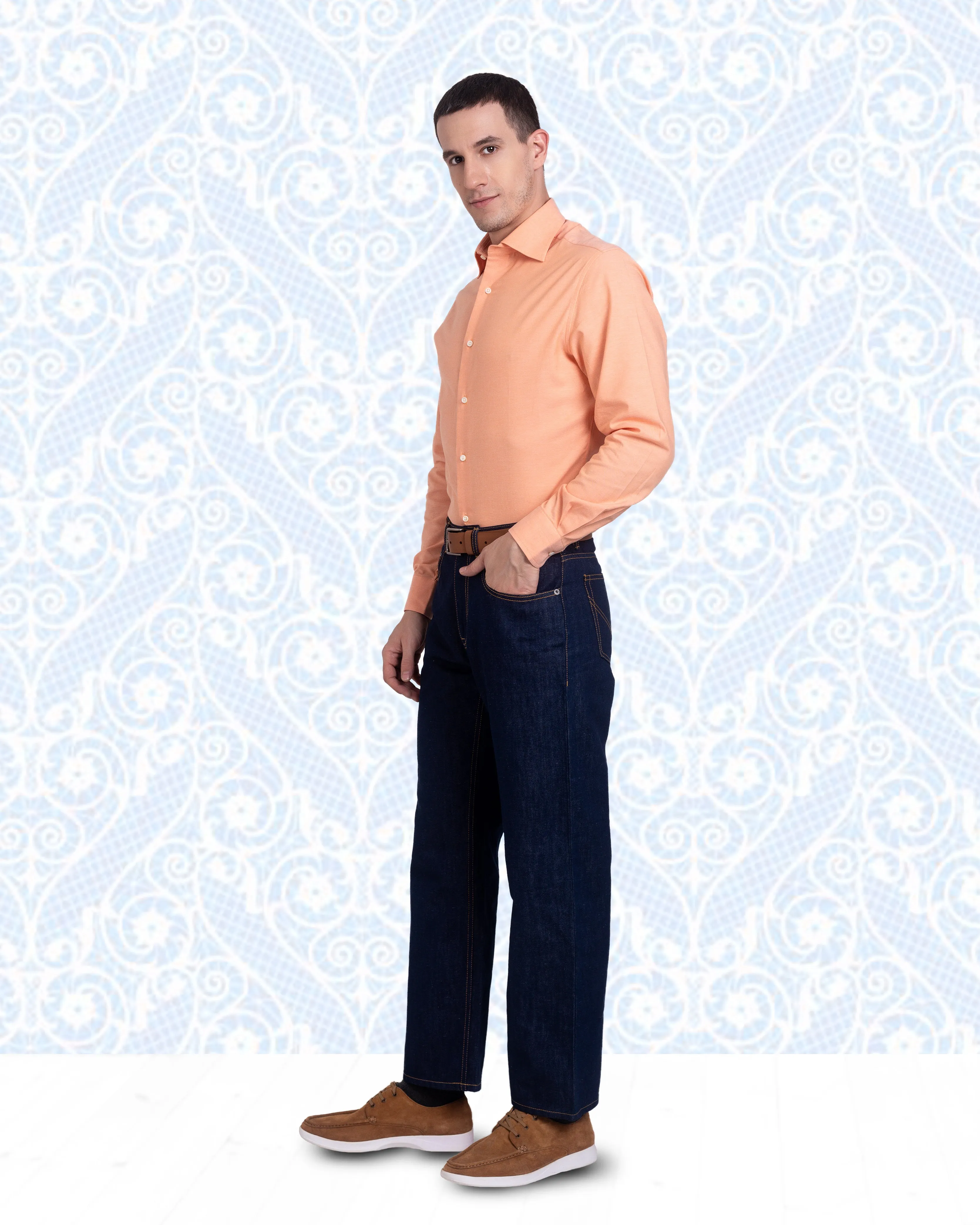 Apricot Orange Pinpoint Oxford Shirt