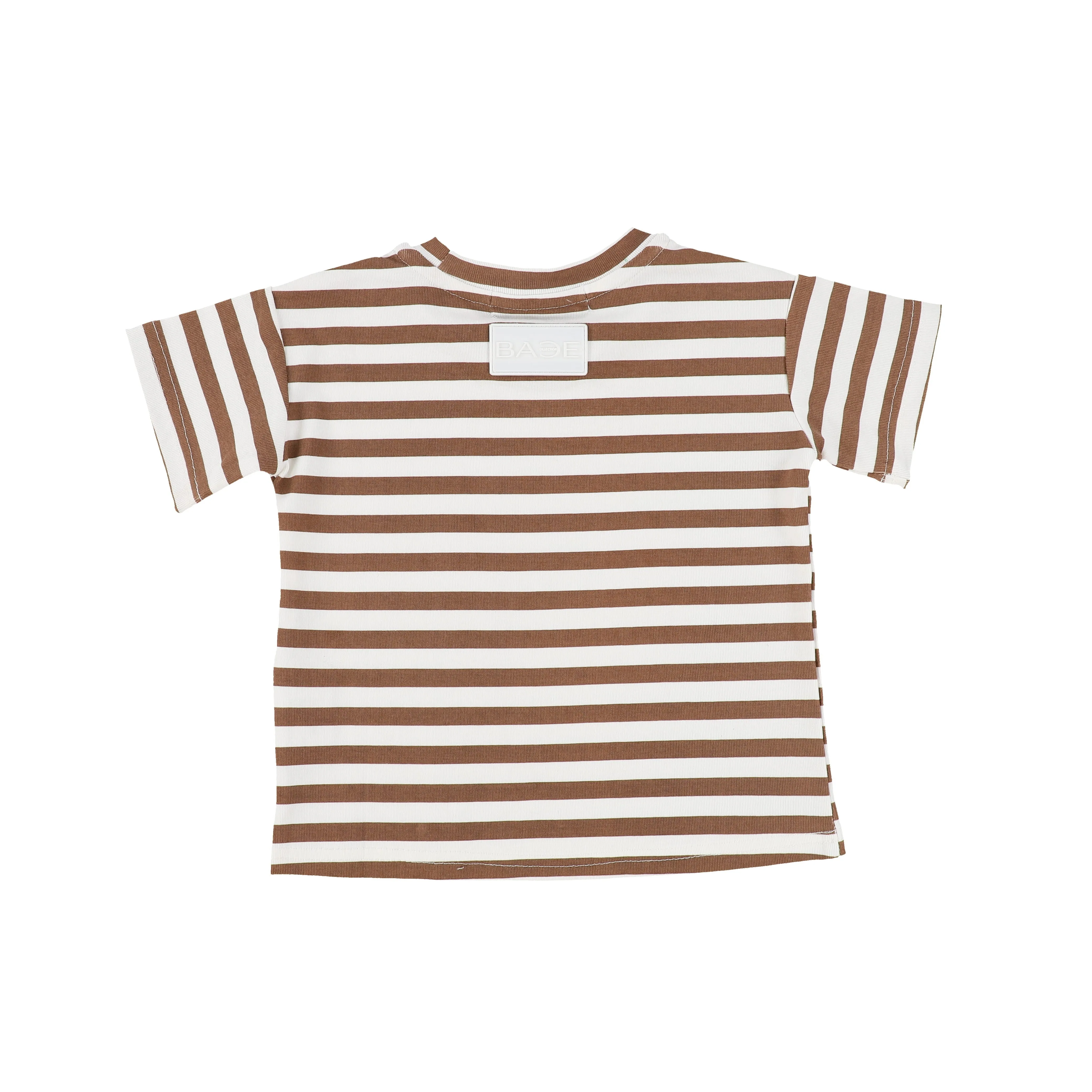 BACE COLLECTION BROWN STRIPED TISSUE POCKET TEE [Final Sale]