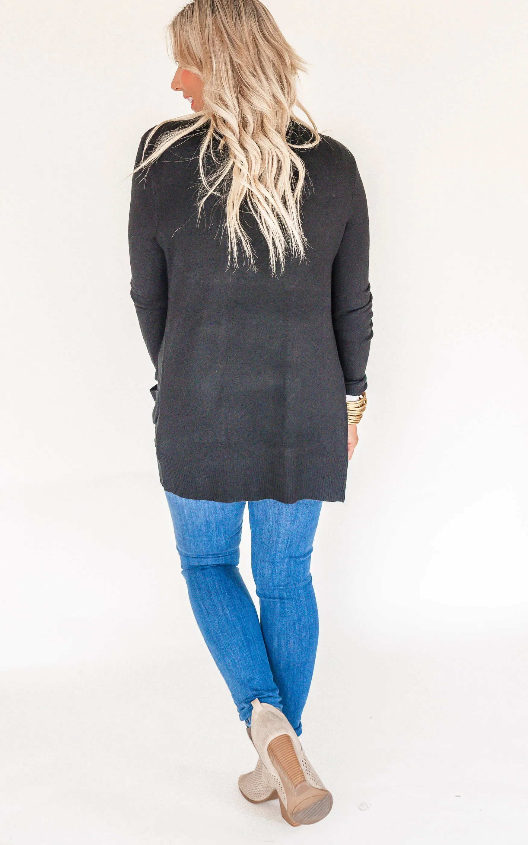 Black Open Knit Cardigan - Final Sale