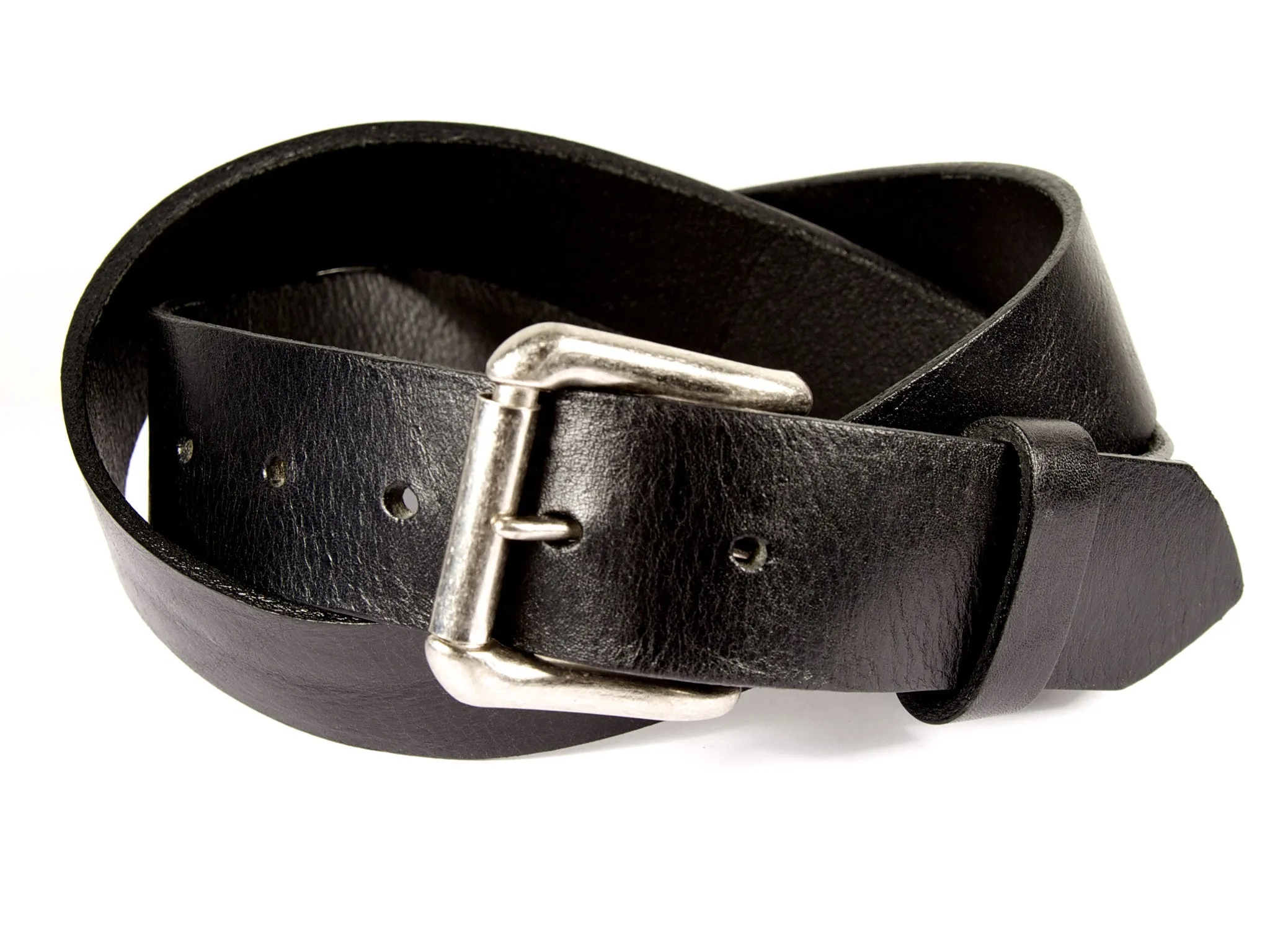 Black Pebble Grain Leather Belt