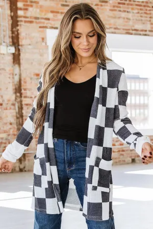 Brady Checkered Waffle Knit Cardigan | S-XL