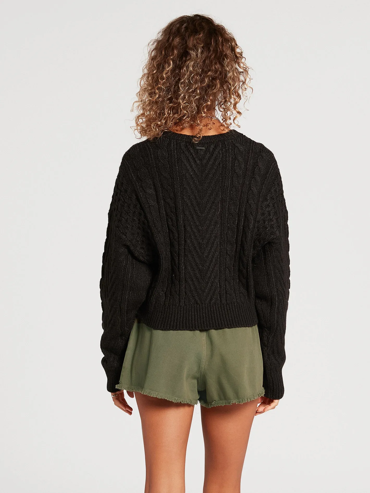 Cabled Babe Sweater - BLACK