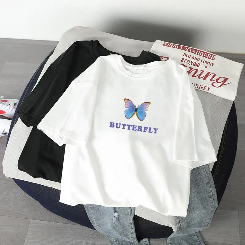 Casual retro loose butterfly top short sleeve t-shirt