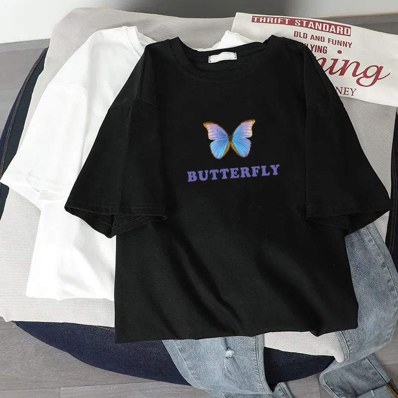 Casual retro loose butterfly top short sleeve t-shirt