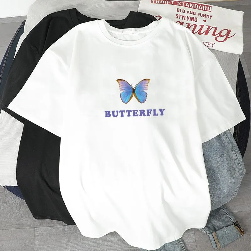 Casual retro loose butterfly top short sleeve t-shirt