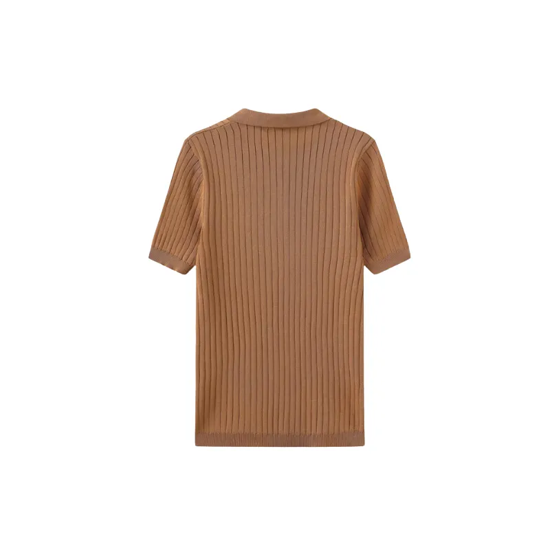 Casual Ribbed Knit Polo Shirts for Men