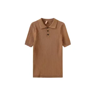 Casual Ribbed Knit Polo Shirts for Men