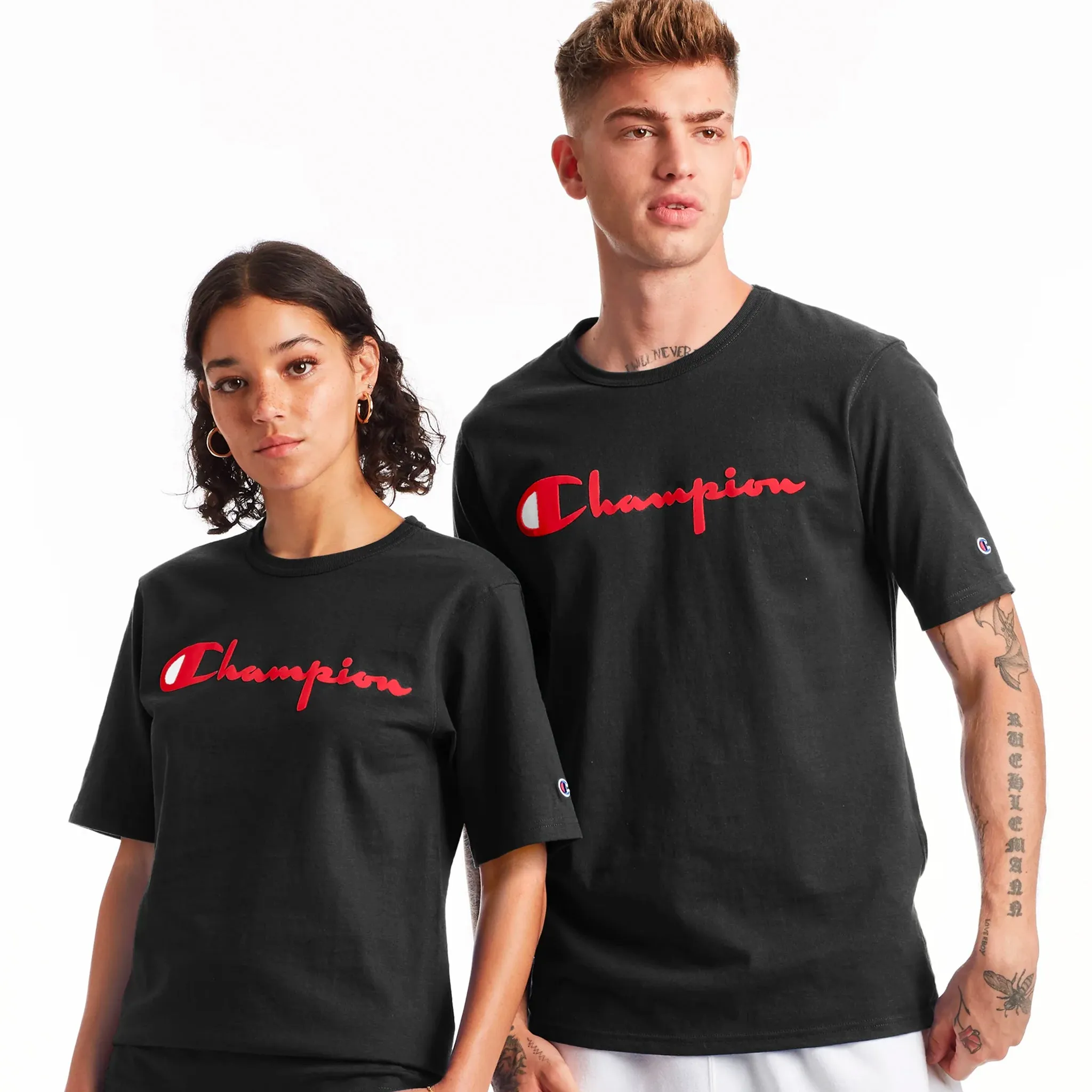 Champion Life® Heritage Tee, Flock 90s Logo (Black)