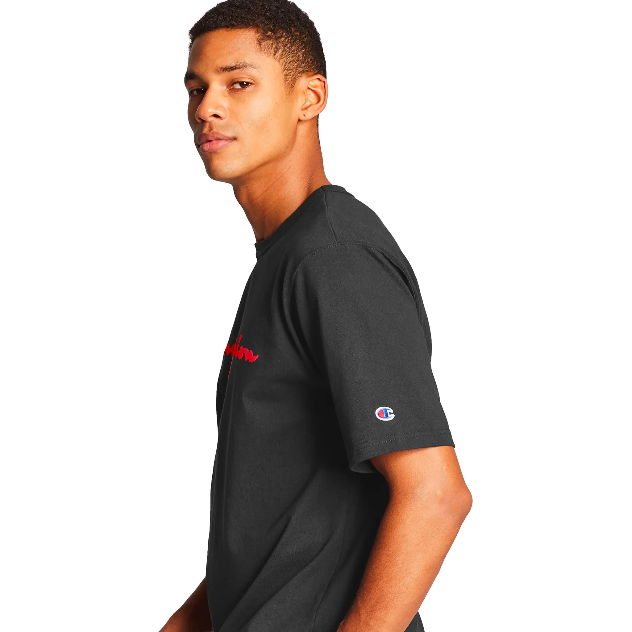 Champion Life® Heritage Tee, Flock 90s Logo (Black)