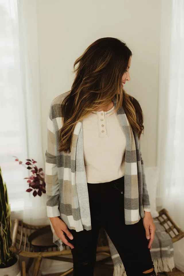 Checker Brushed Cardi