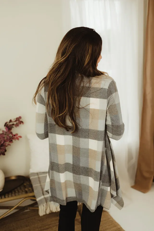 Checker Brushed Cardi