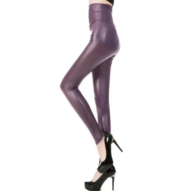 CHSDCSI Faux Leather High Waist Sexy Legging Women Black Pencil Pants Slim Skinny Trousers