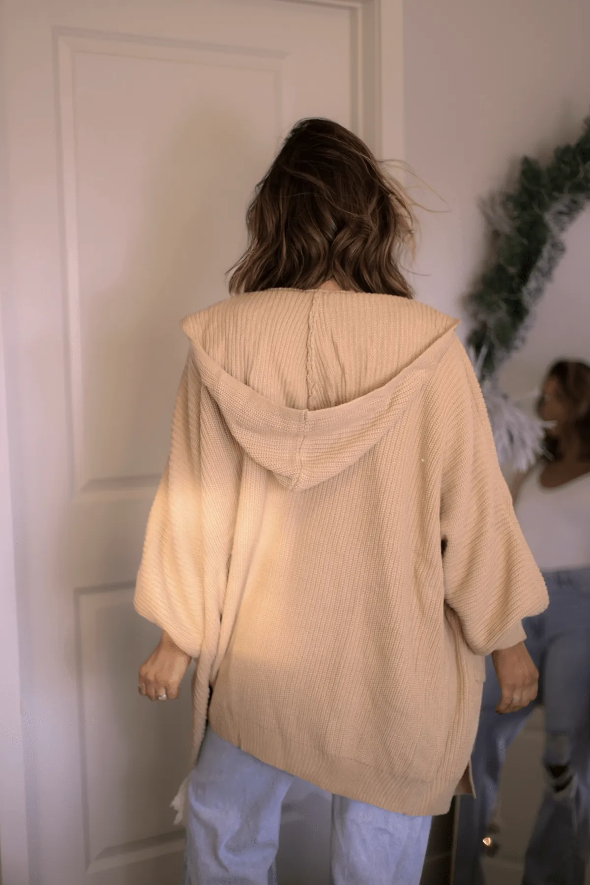 Cozy Ribbed Taupe Hooded Cardigan