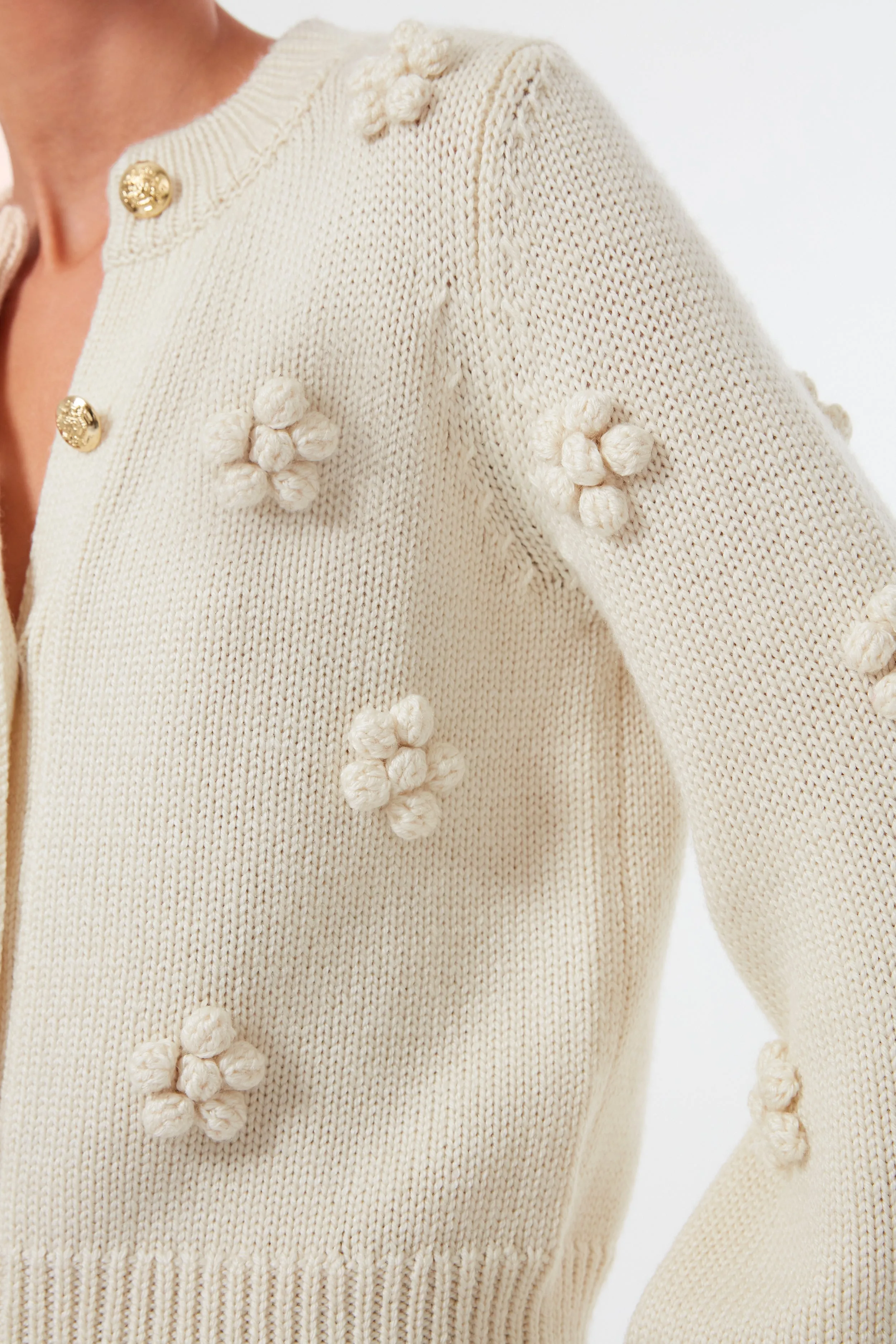 Cream Camellia Cardigan