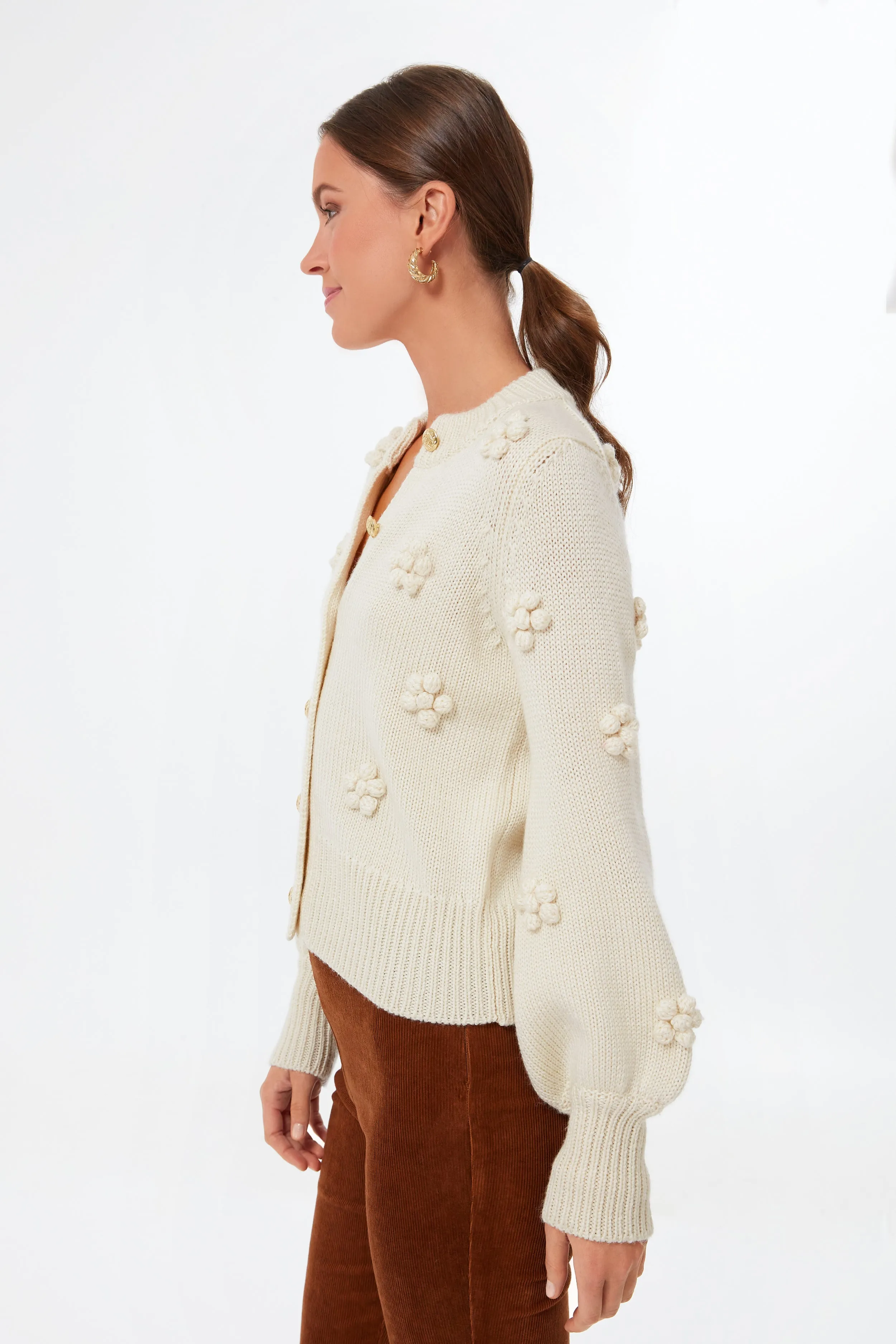 Cream Camellia Cardigan