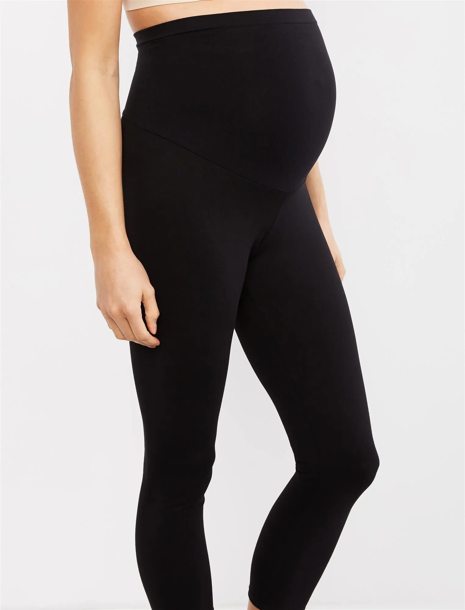 Essential Stretch Secret Fit Belly Maternity Crop Leggings in Black