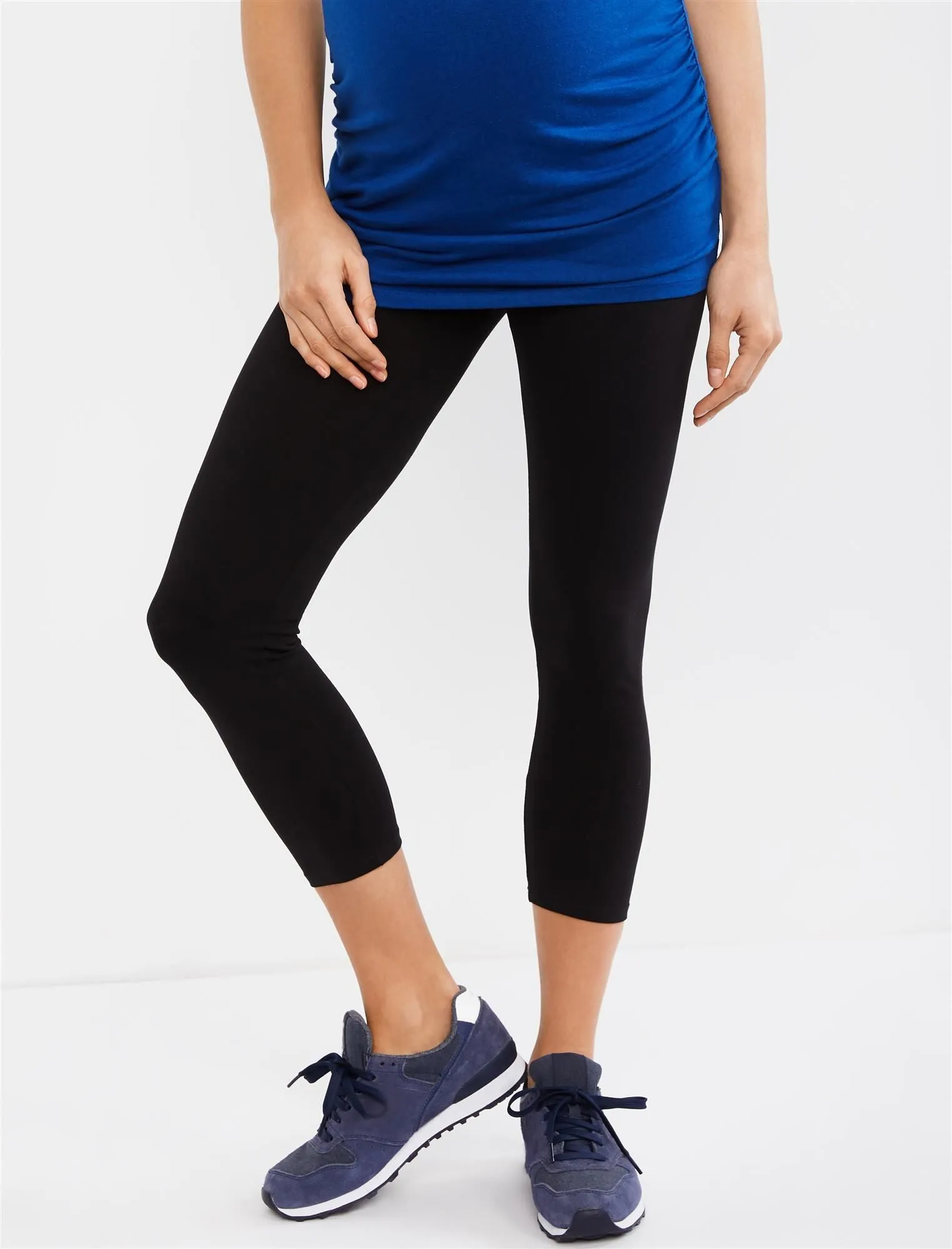 Essential Stretch Secret Fit Belly Maternity Crop Leggings in Black