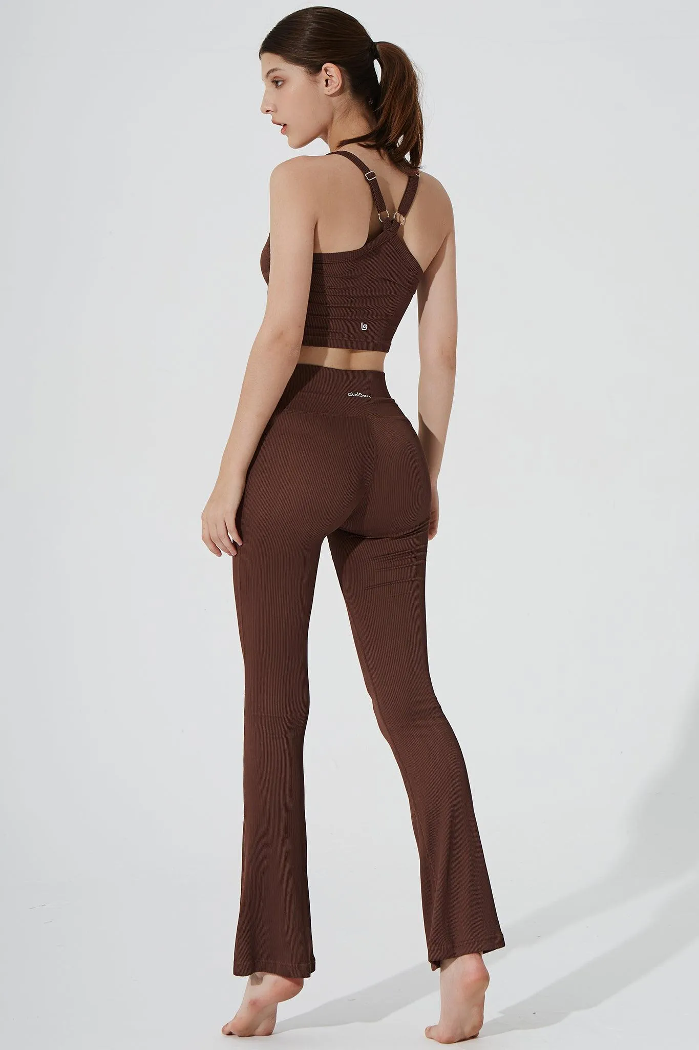 Evana Flare Ribbed Legging - Maroon Choco