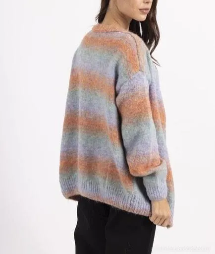 Girly Hue's Pink Multi Color Knit Cardigan