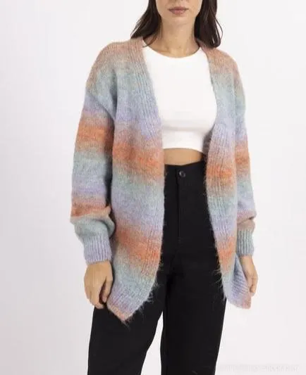 Girly Hue's Pink Multi Color Knit Cardigan