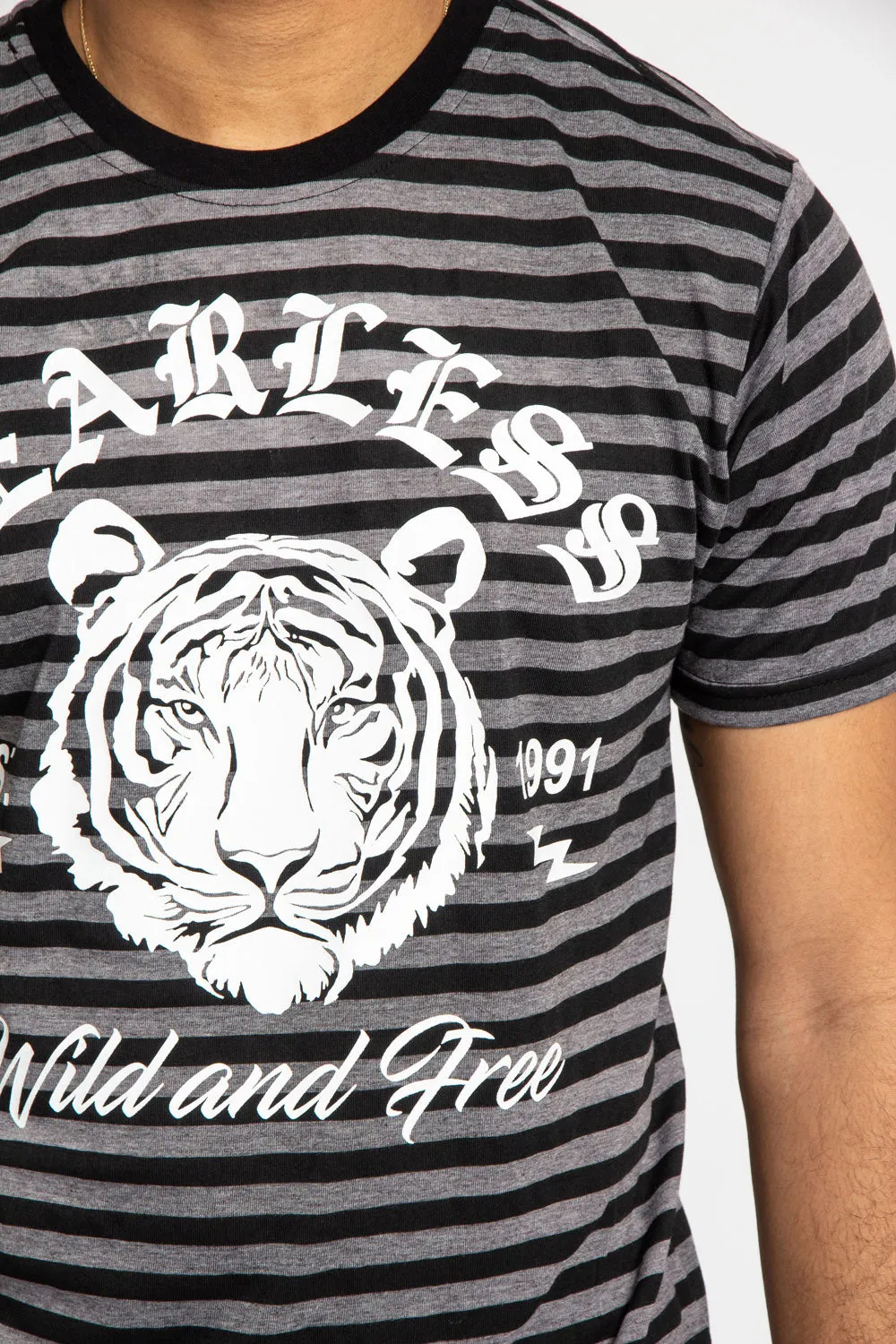 Horizontal Striped Fearless Tiger T-Shirt