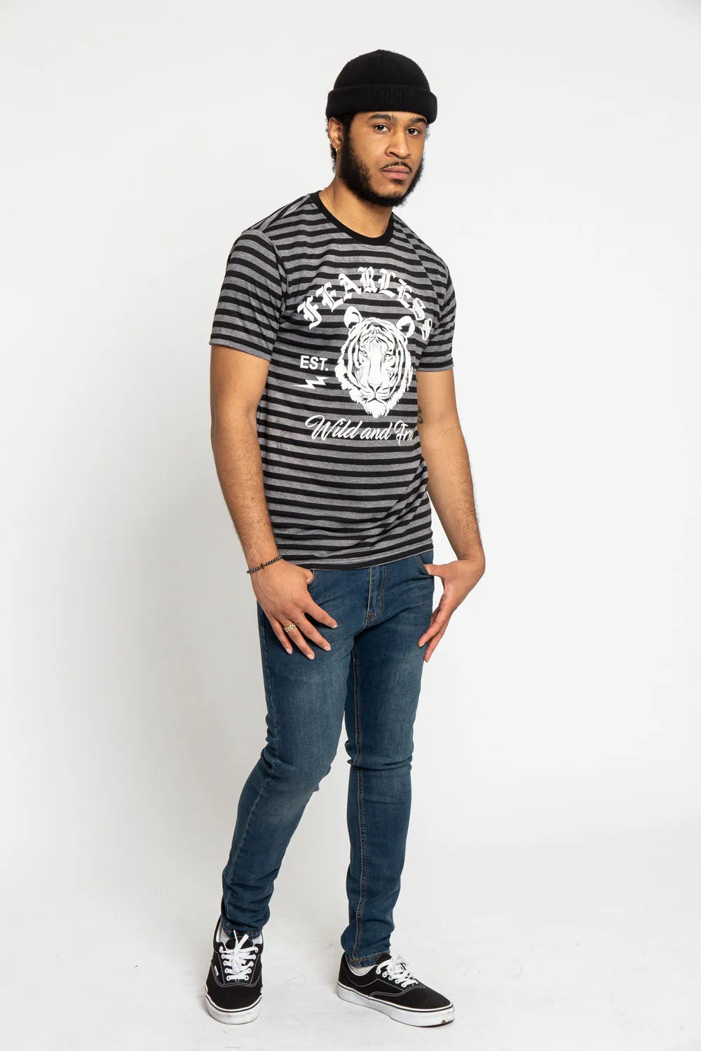 Horizontal Striped Fearless Tiger T-Shirt