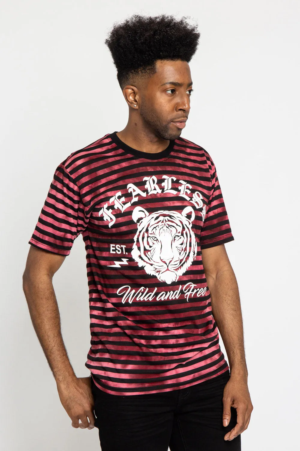 Horizontal Striped Fearless Tiger T-Shirt