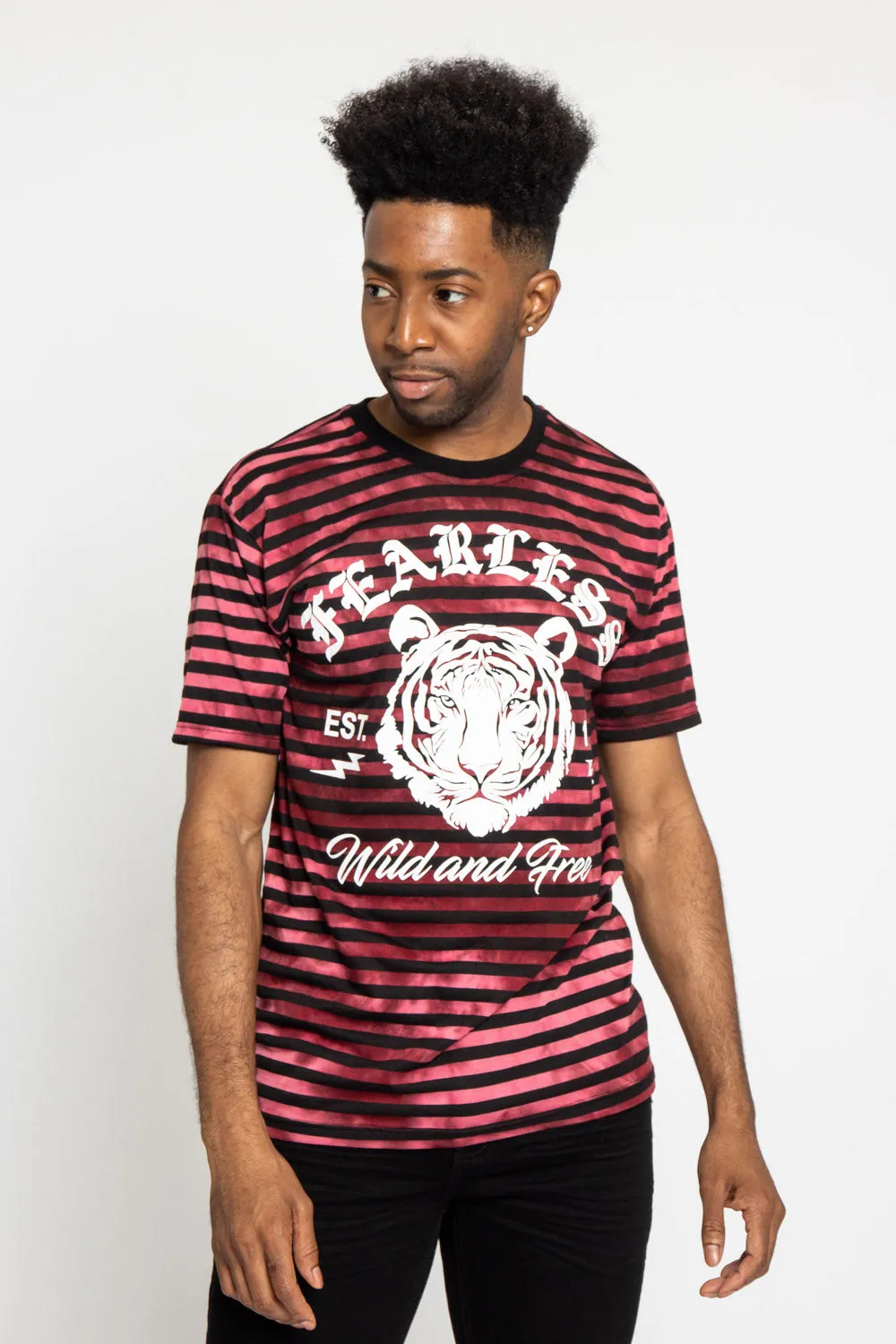 Horizontal Striped Fearless Tiger T-Shirt