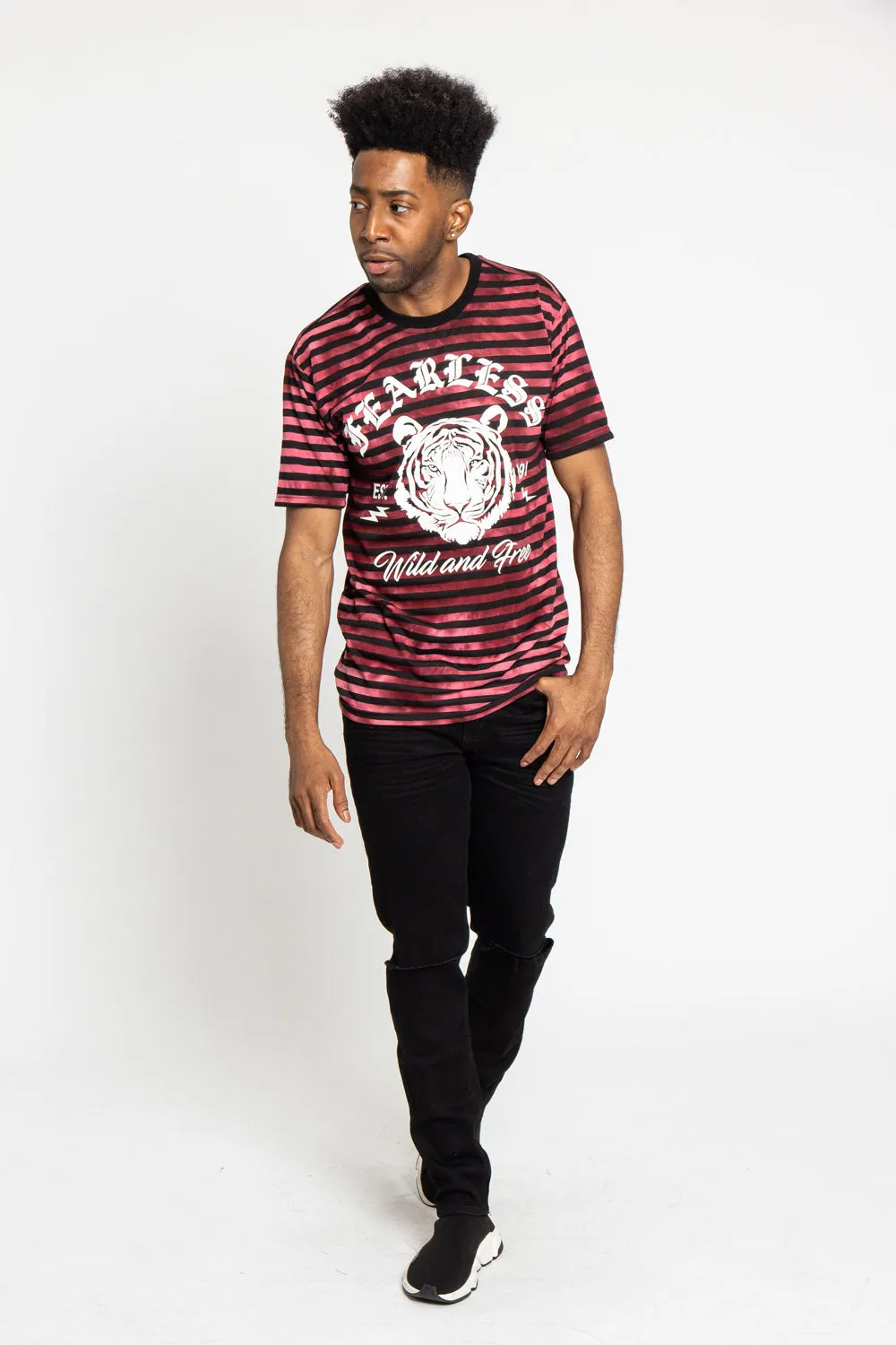 Horizontal Striped Fearless Tiger T-Shirt