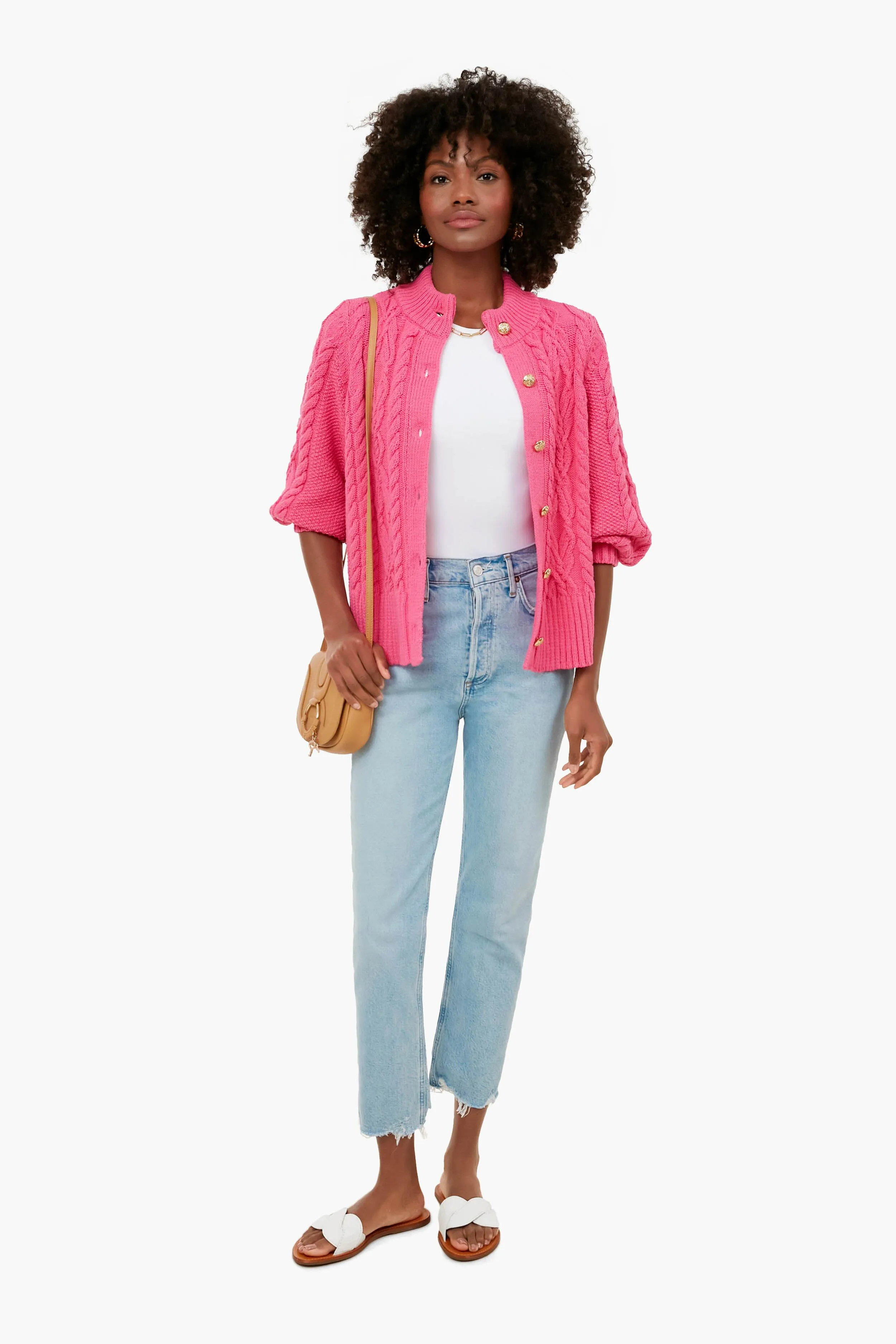 Hot Pink Cotton Colette Cardigan