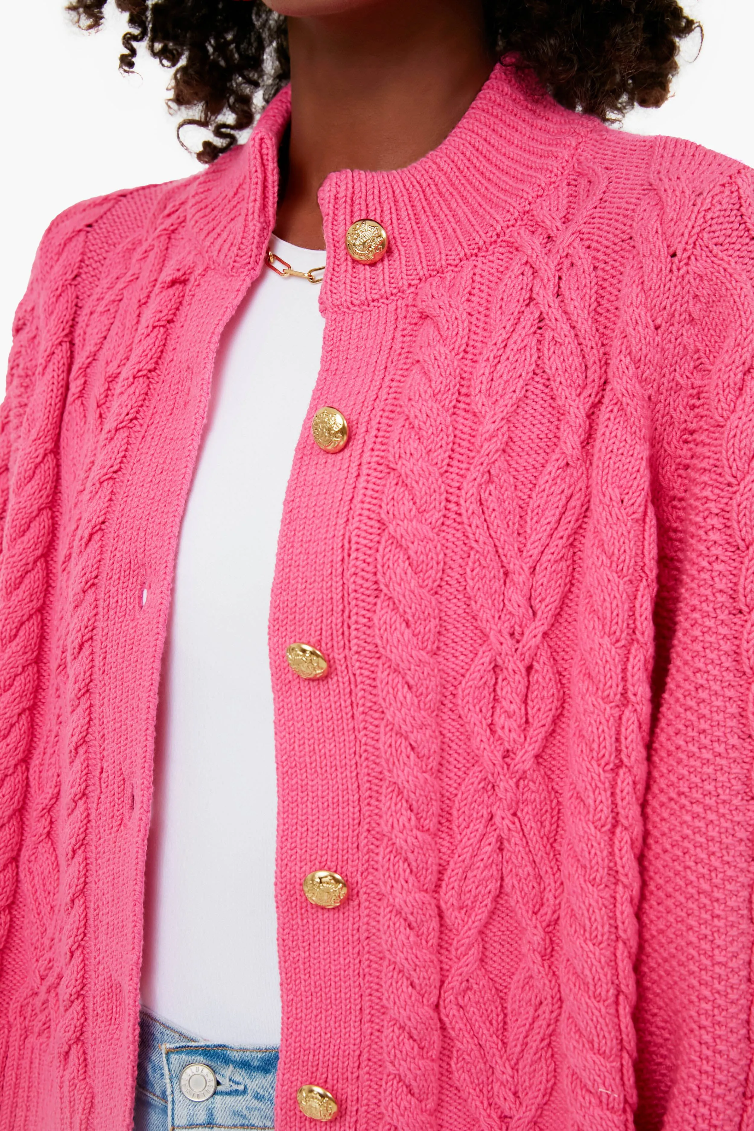 Hot Pink Cotton Colette Cardigan