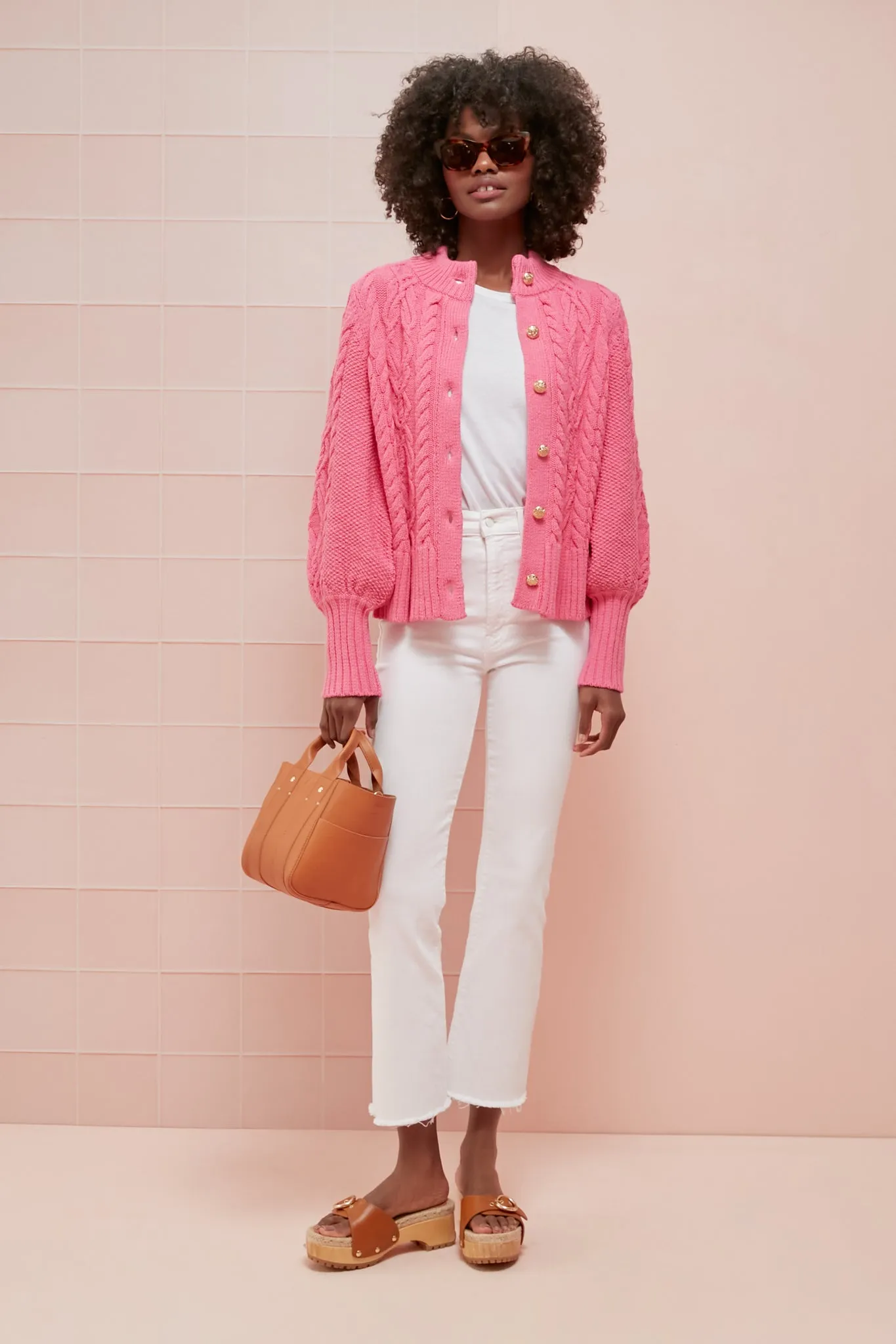 Hot Pink Cotton Colette Cardigan