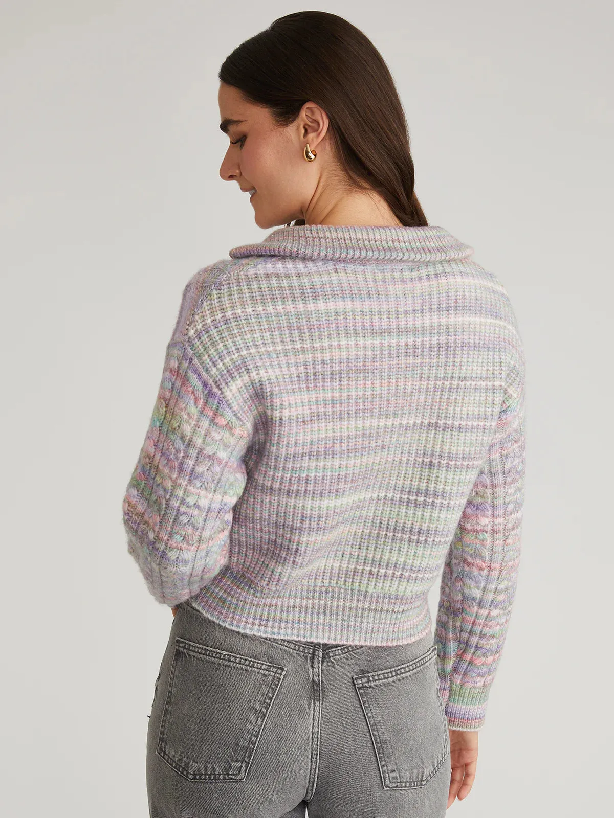 Jackie Zip Front Pullover - Lavender Multi