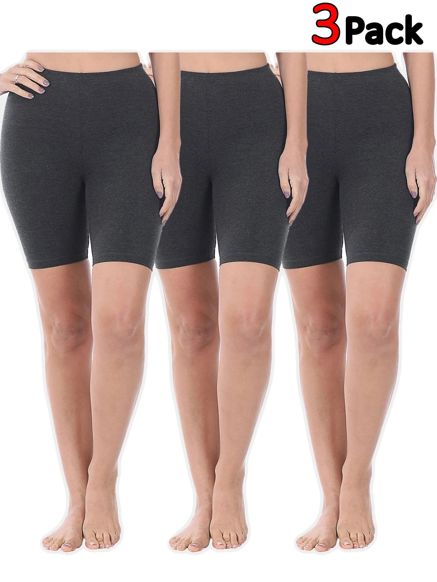 KOGMO Womens Premium Cotton Comfortable Stretch Shorts Leggings 8in Inseam 1-Pack or 3-Pack