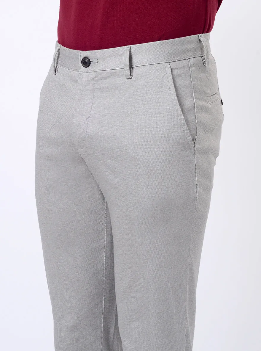 Light Grey Printed Uno Fit Casual Trouser | JadeBlue