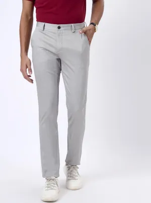 Light Grey Printed Uno Fit Casual Trouser | JadeBlue