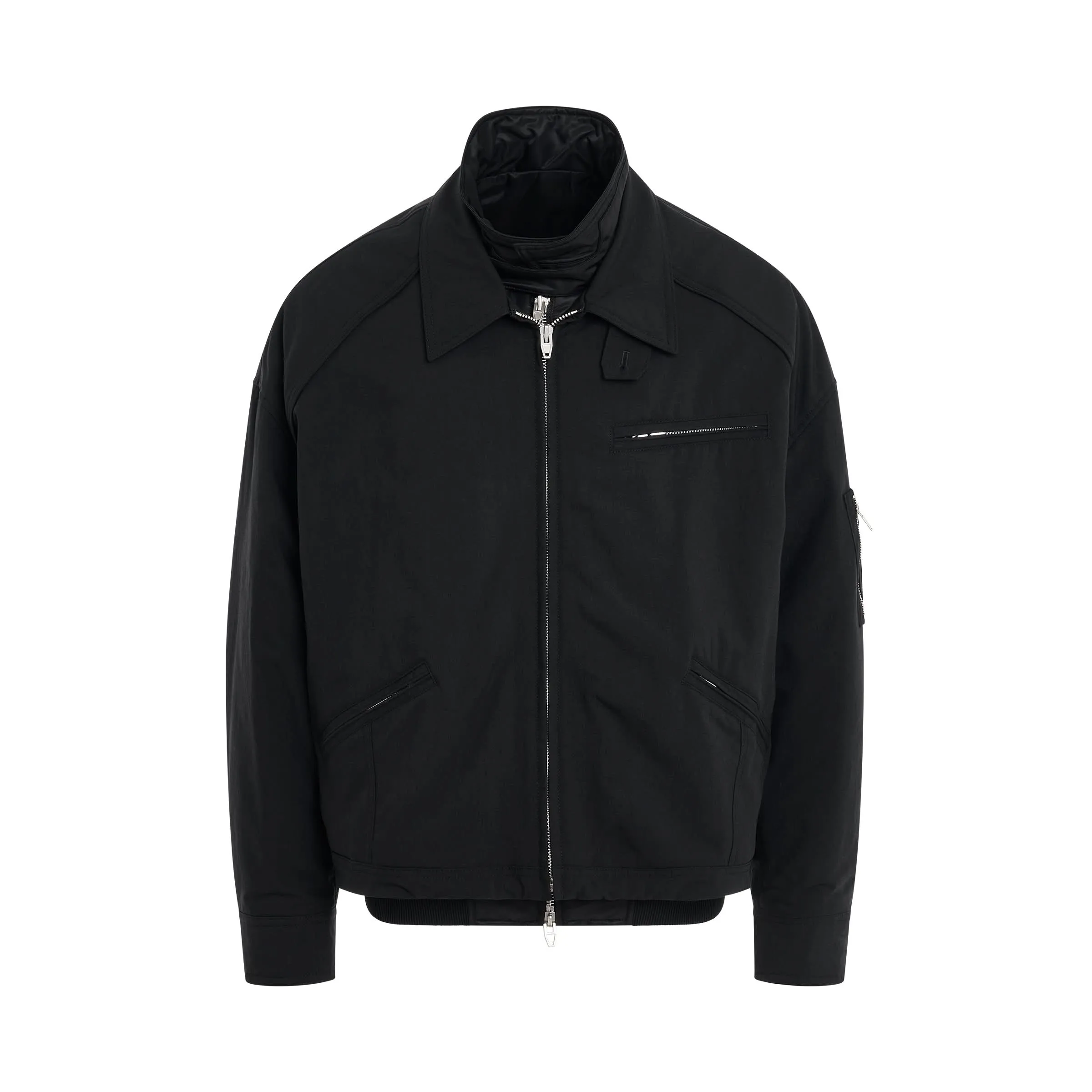 MA-1 Layered Short Bomber Jacket in Black