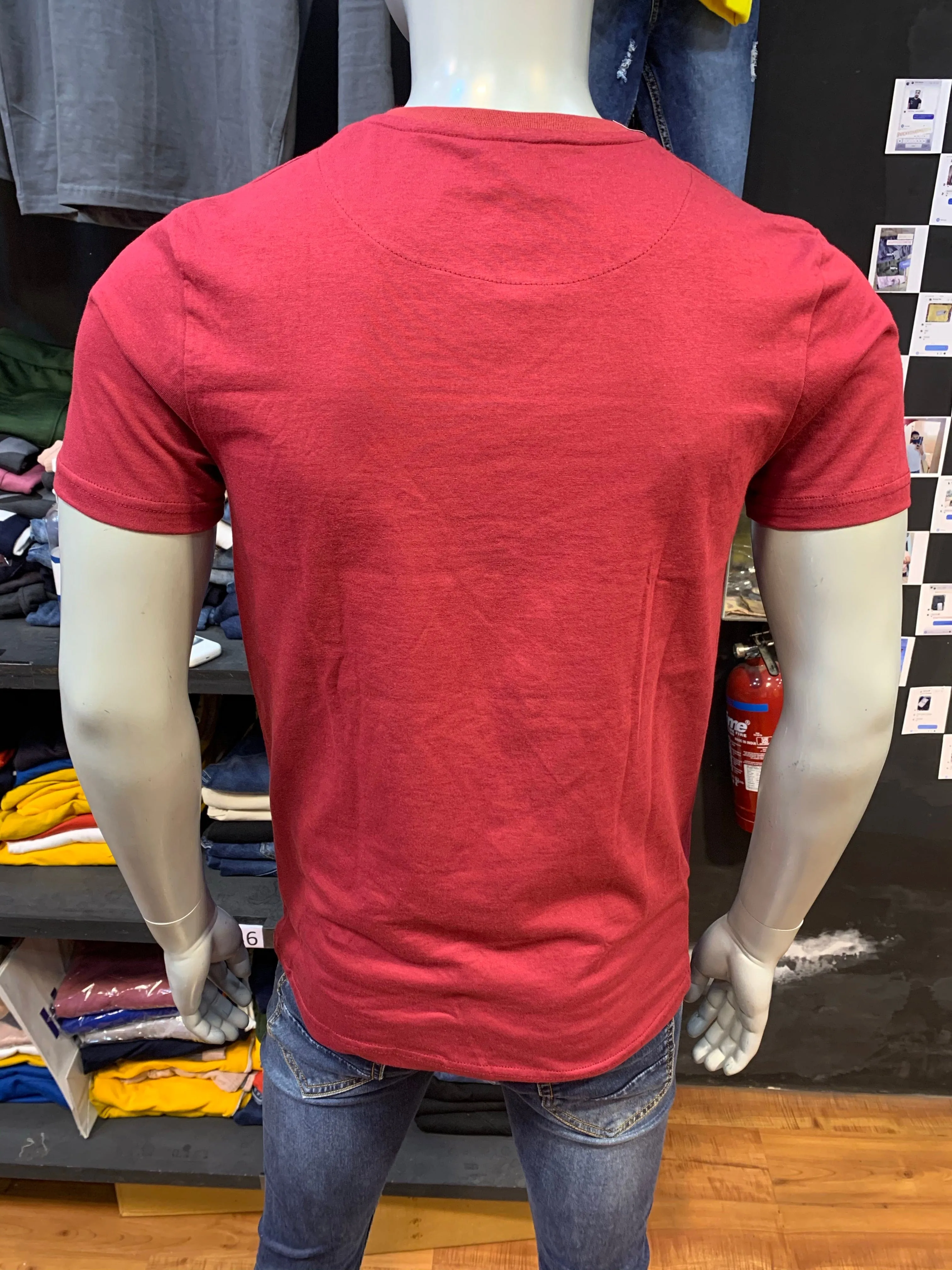 Maroon V neck Basic Tshirt