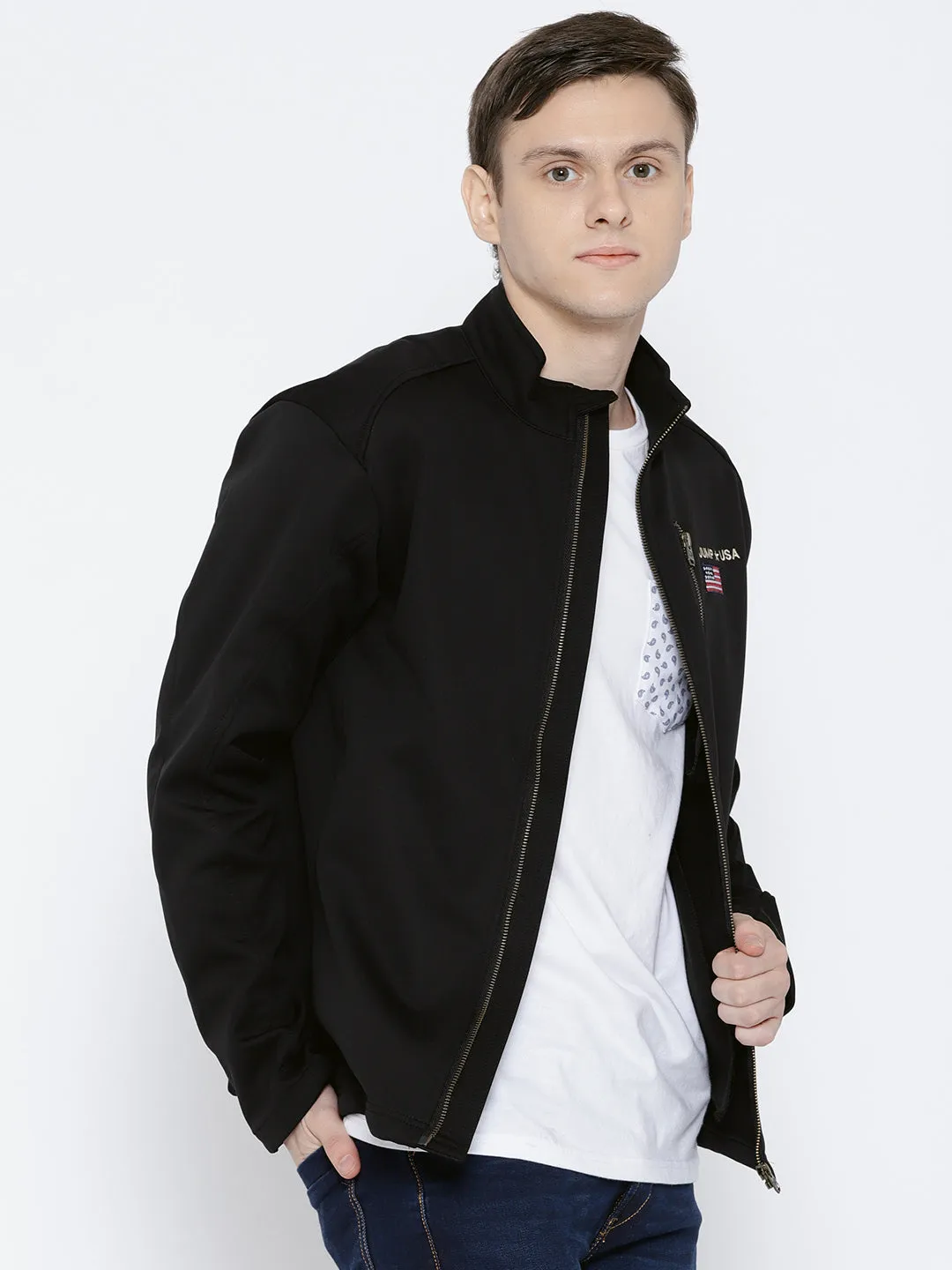 Men Black Solid Jacket