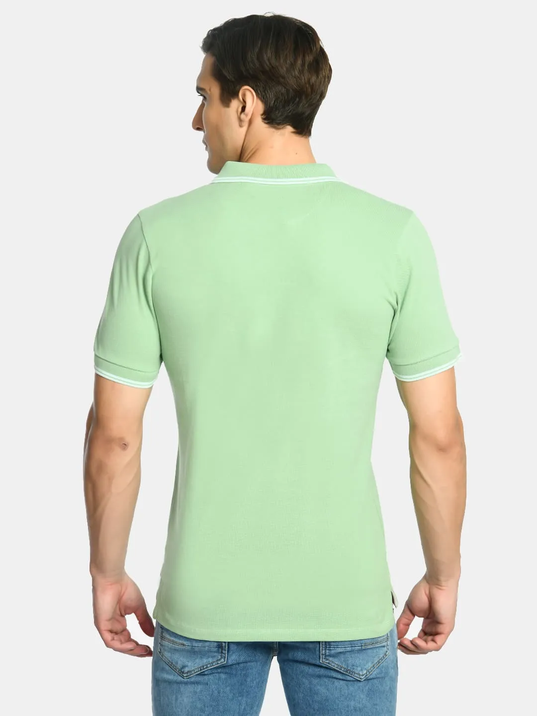 Men's Solid Aqua Green Polo T-Shirt