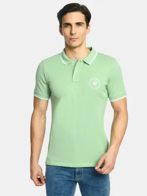 Men's Solid Aqua Green Polo T-Shirt