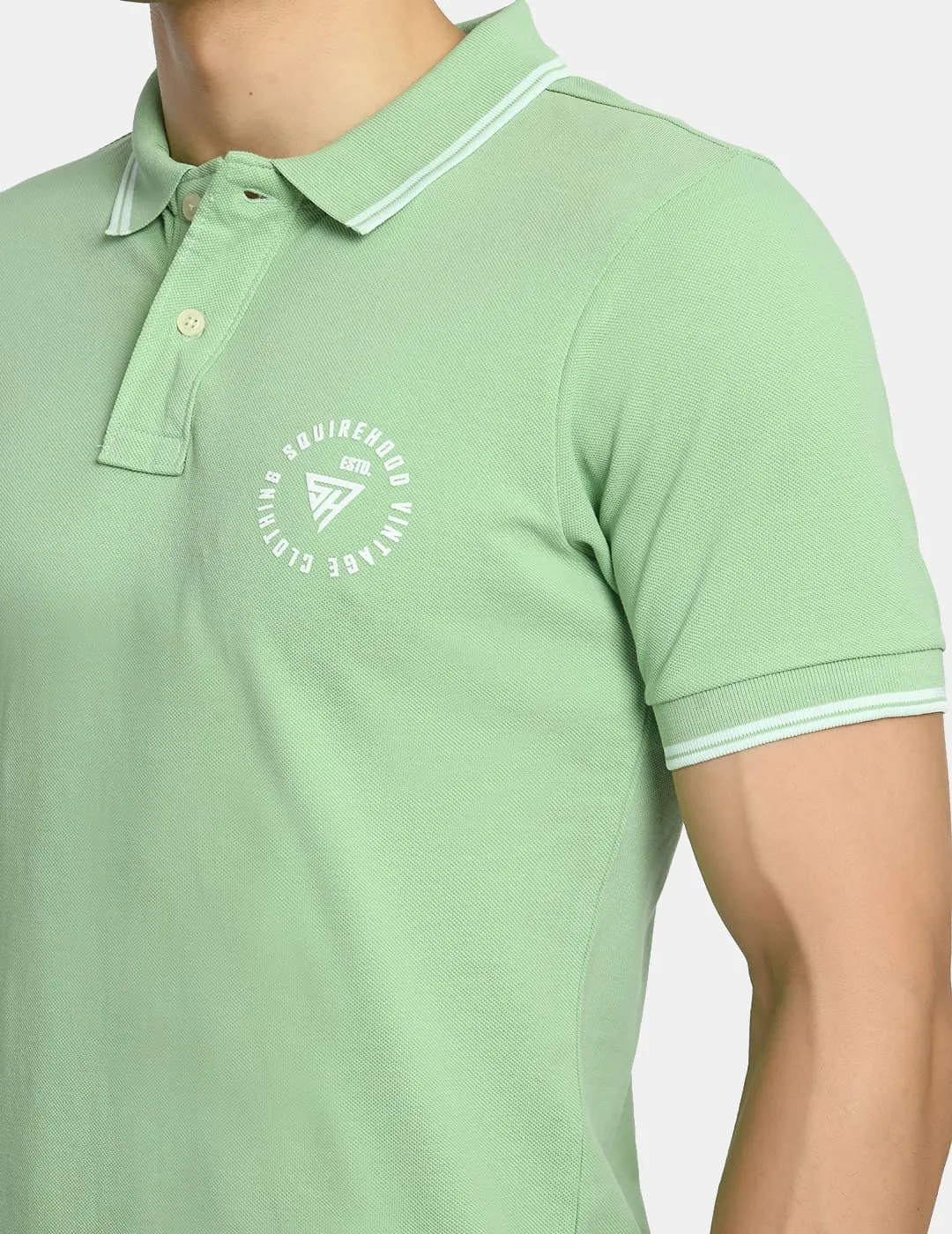 Men's Solid Aqua Green Polo T-Shirt