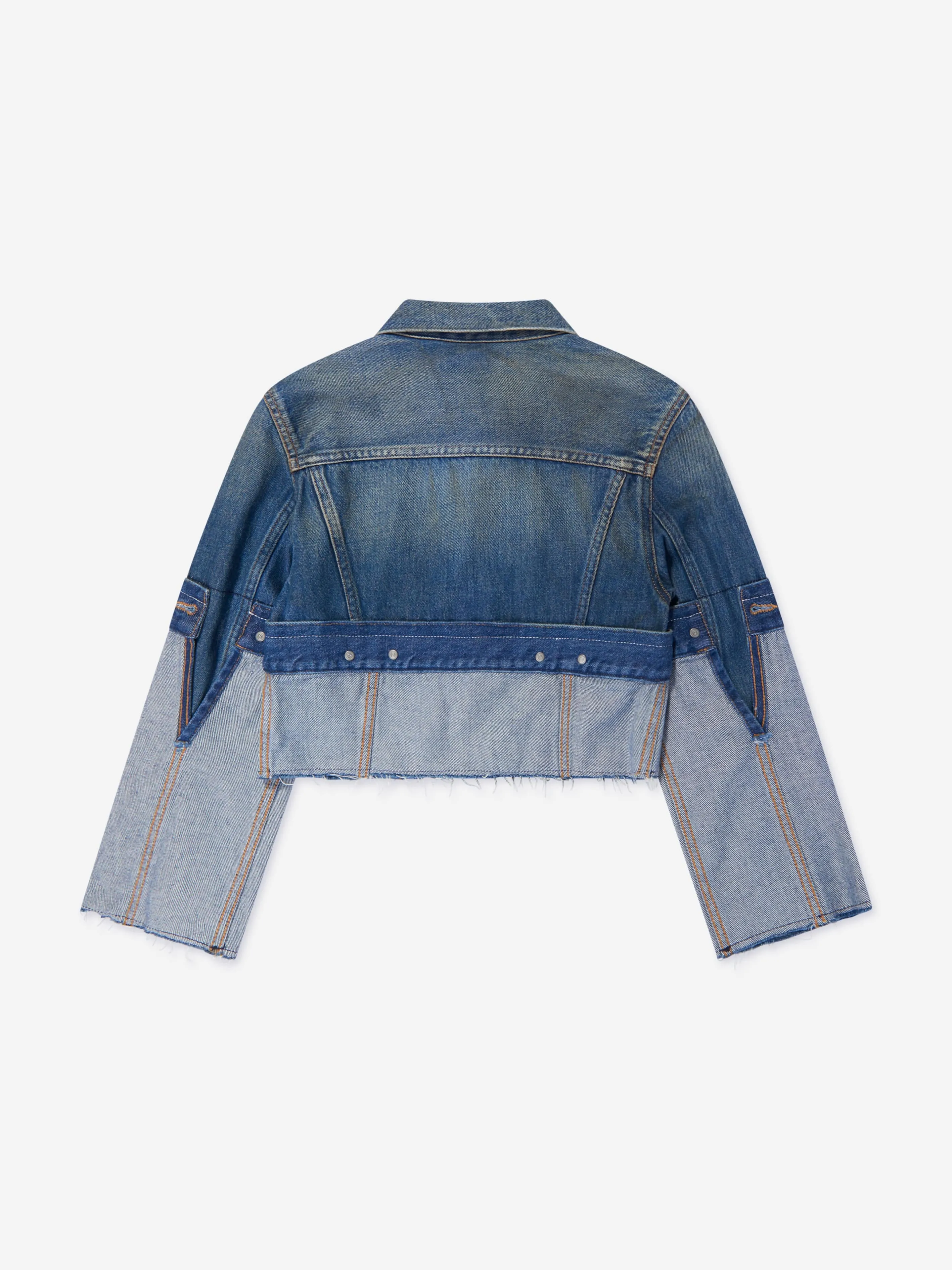 MM6 Maison Margiela Kids Re-Cut Shaded Denim Jacket in Blue