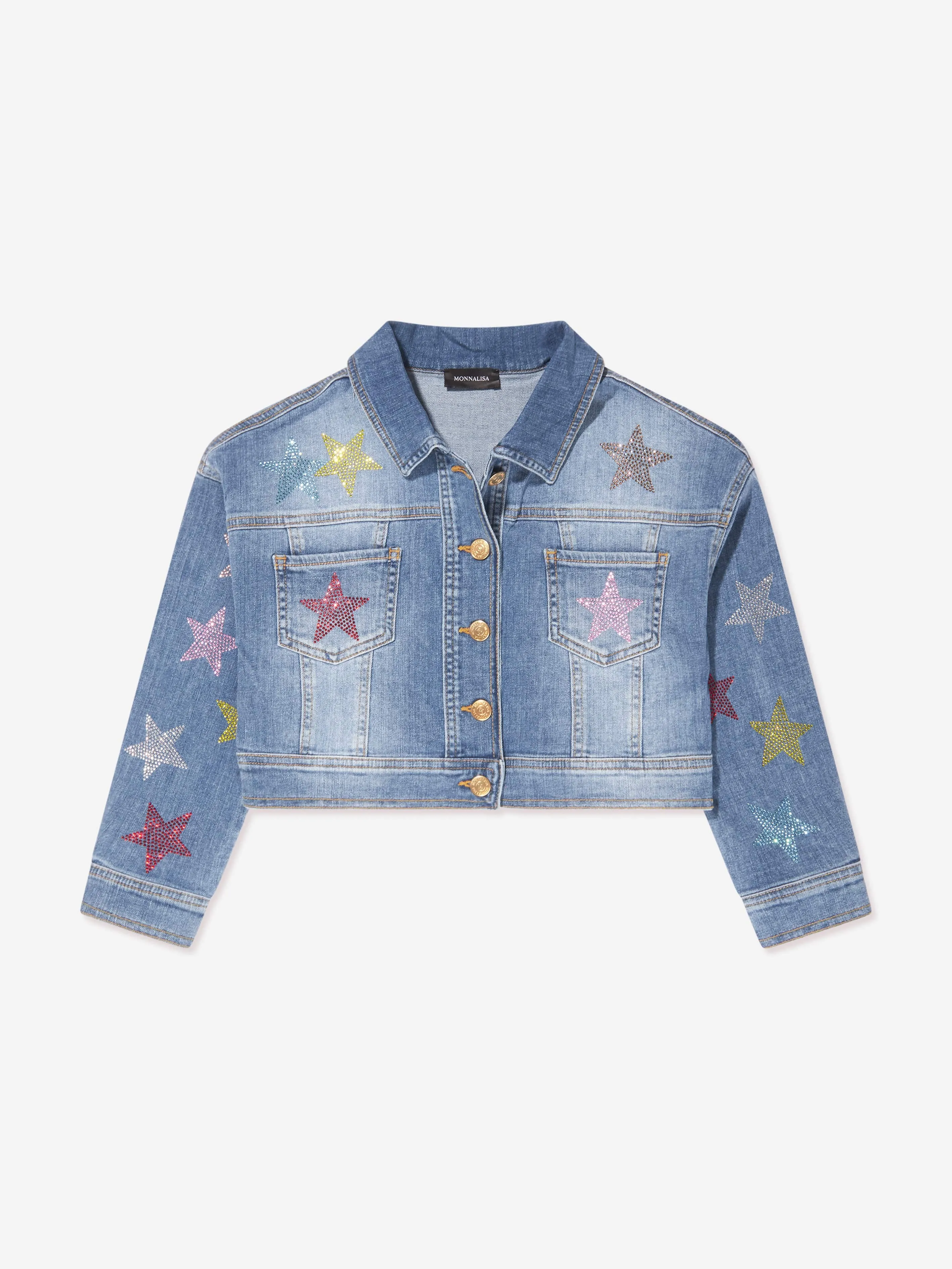 Monnalisa Girls Star Denim Jacket in Blue