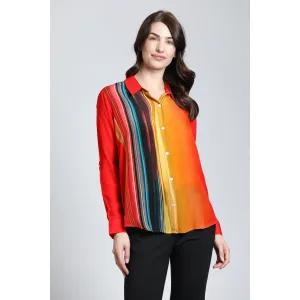 Multi-Color Abstract Stripe Button-Up Top