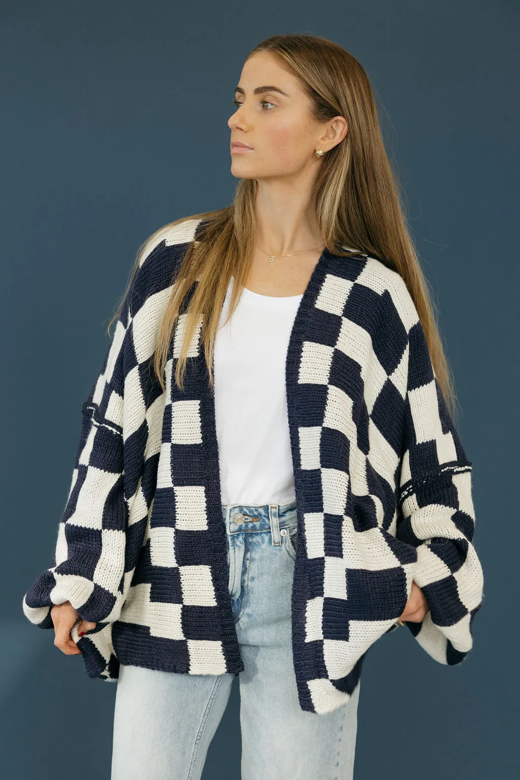 Novalee Cardigan-White/Navy