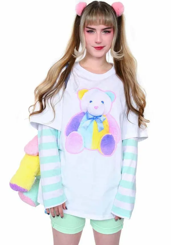 Pastel Patches Bear | LAYERED T-SHIRT**