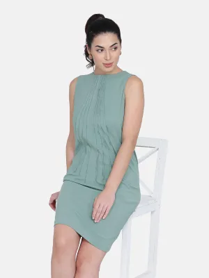 Pintucks Shift Dress - Meadow Green