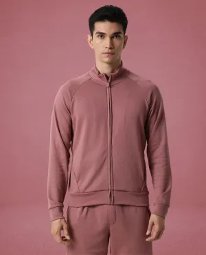 Rare Rabbit Articale Men's Azil Clay Pink High Neck Zip-Up Jacket